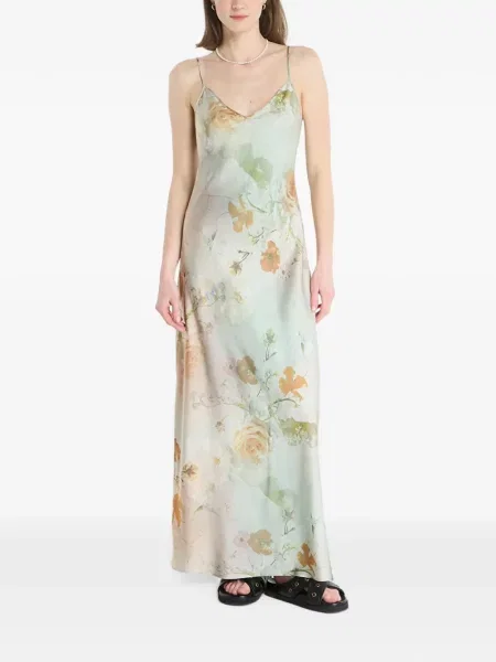 Rochie maxi Allsaints cu model floral cu imagine verde