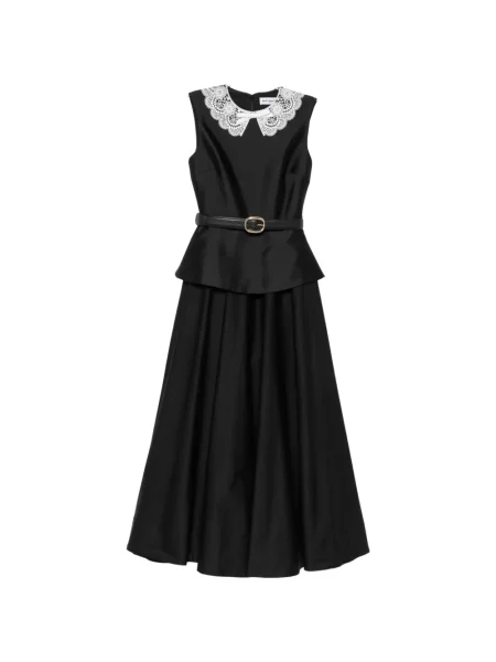 Gulerat rochie midi Self-portrait din dantelă negru