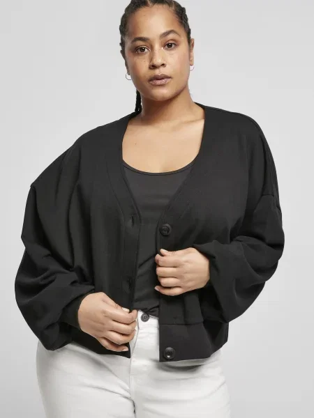 Cardigan Urban Classics scurt din material terry negru