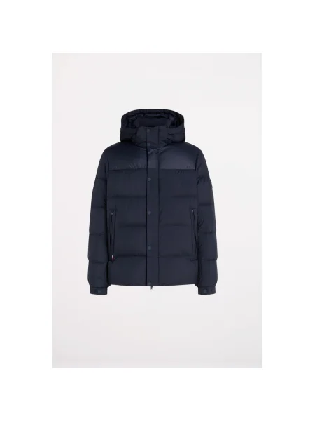 Geacă cu puf Tommy Hilfiger cu glugă albastru