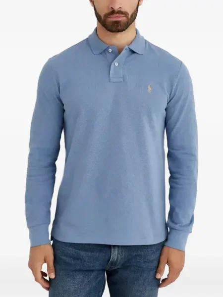 Samt prugasta košulja Polo Ralph Lauren s vezom plava