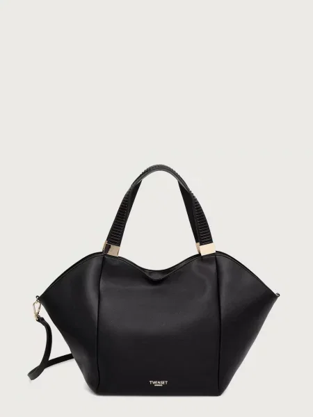 Geantă shopper Twinset din piele negru