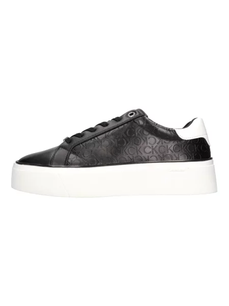Sneakersy Calvin Klein skórzane sznurowane czarne