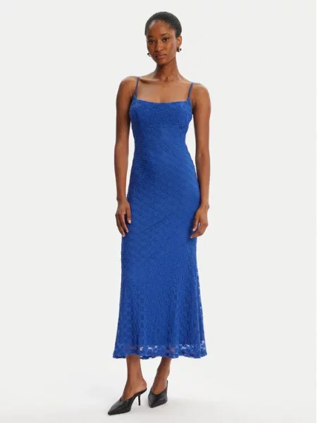 Koktejlové šaty Bardot modré