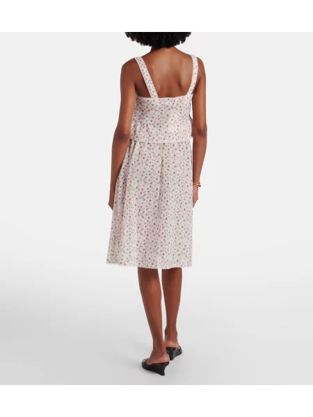 Fustă midi Posse cu model floral alb