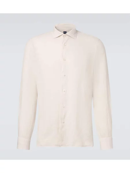 Lněná košile Fedeli bílá