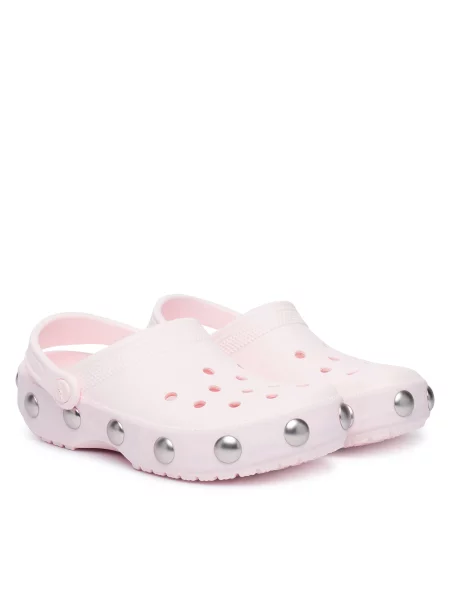 Классические шлепанцы Crocs с шипами розовые