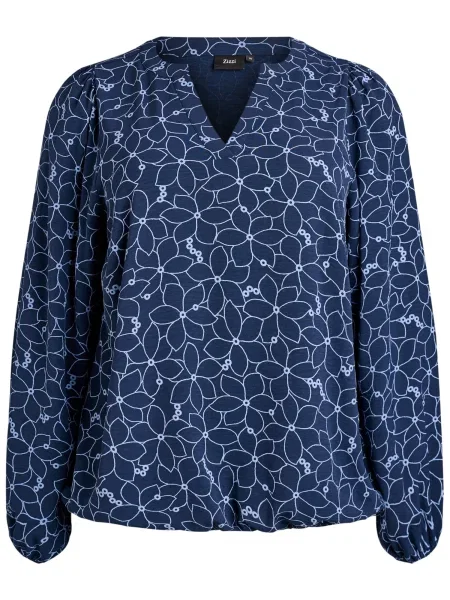 Zizzi Bluză Cabine bleumarin alb