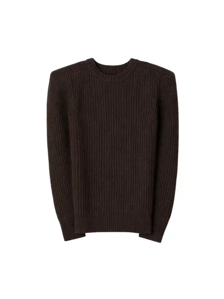 GOBI Cashmere Pulover Sculpted-Shoulder Cashmere Sweater închis maro
