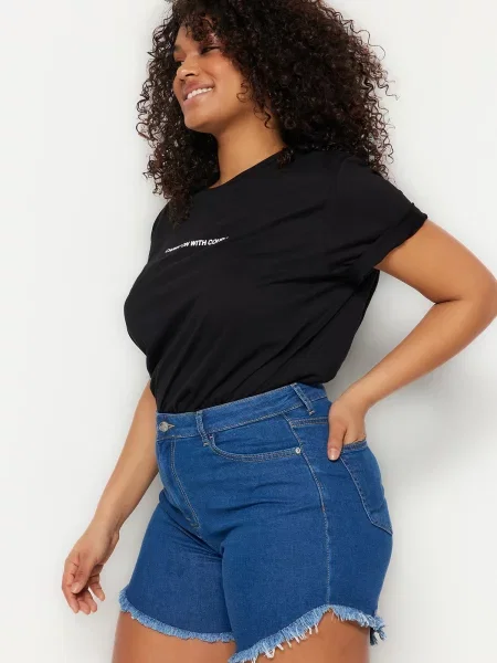 Дънкови шорти Trendyol синьо