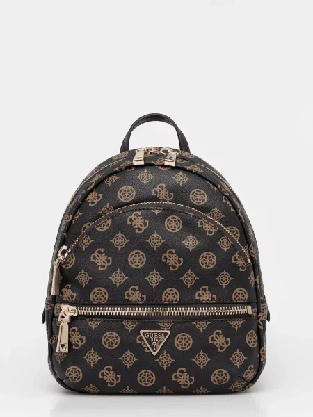 Ruksak Guess MANHATTAN mali s uzorkom smeđa