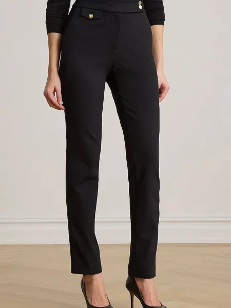 Lauren Ralph Lauren pantaloni slim fit pentru femei cu vâscoză negru