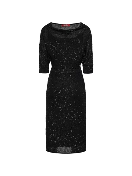 Rochie midi Max Mara cu paiete până la genunchi de costum negru