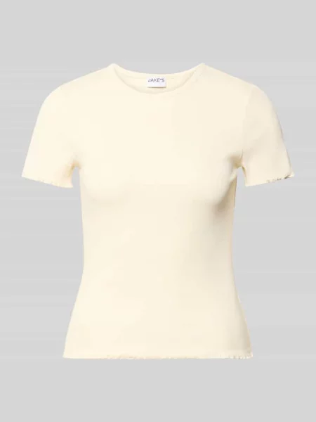 T-shirt z falistym brzegiem Jake*s Casual beżowa