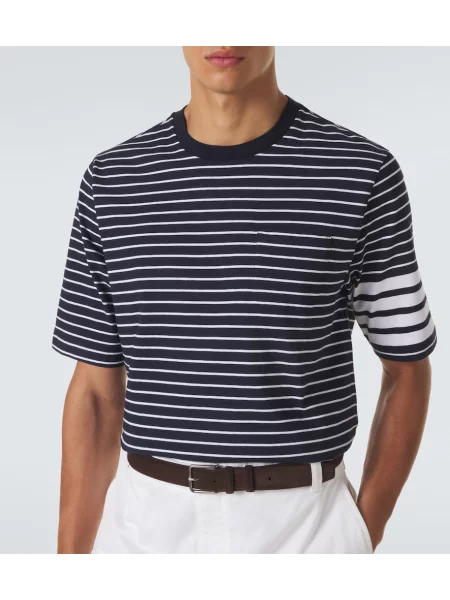 Tricou Thom Browne cu dungi albastru