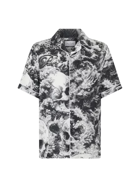 Lniana koszula Philipp Plein czarna
