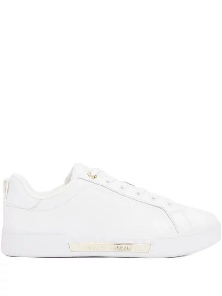 Sneakerși Tommy Hilfiger cu șireturi din dantelă alb