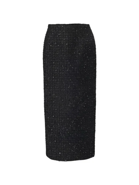Fustă midi Carolina Herrera din tweed până la genunchi negru