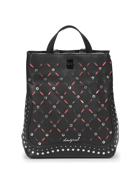 Desigual hátizsák YANKEE METAL PATCH S kis nyomott mintás fekete