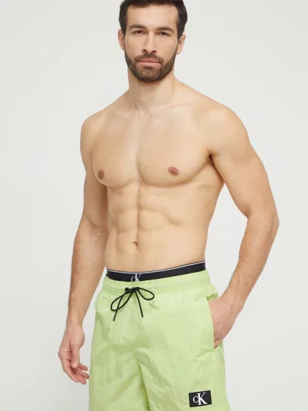 Szorty kąpielowe Calvin Klein Medium Double WB sharp green zielone