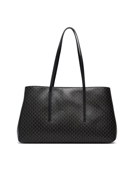 Geantă Calvin Klein Emblem Aop Medium Work Tote negru
