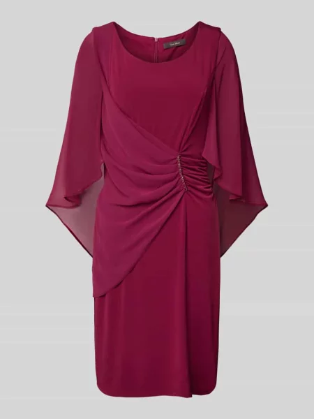 Sukienka koktajlowa o długości do kolan z marszczeniem Vera Mont bordowa