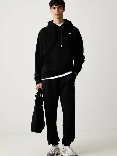 The North Face mikina s kapucňou pánska s bavlnou Essential čierna
