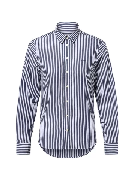 Bluzka o kroju regular fit ze wzorem w paski i wyhaftowanym logo Gant biała