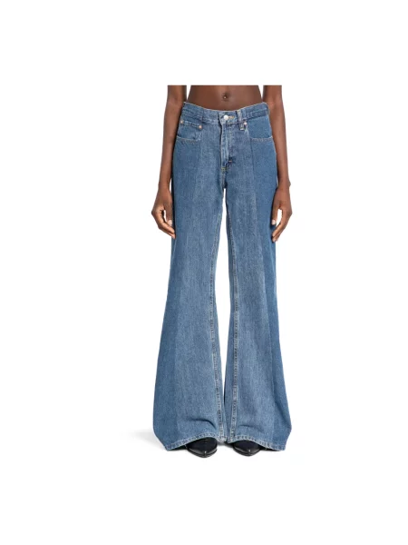 Jeansy E.l.v. Denim z przetarciami niebieskie