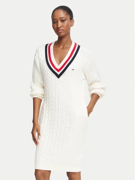 Tommy Jeans Rochie tricotată alb