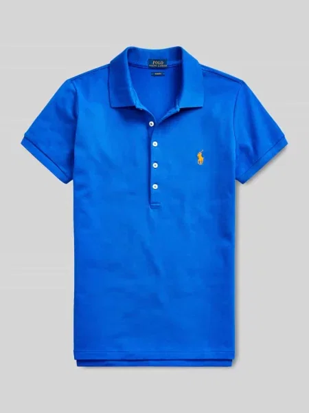 Koszulka polo o kroju slim fit z wyhaftowanym logo model ‘JULIE’ Ralph Lauren niebieska