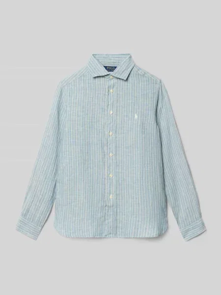 Koszula casualowa o kroju regular fit z czystego lnu Polo Ralph Lauren Teens błękitna