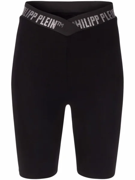 Pantaloni scurți Philipp Plein cu talie înaltă cu strasuri negru