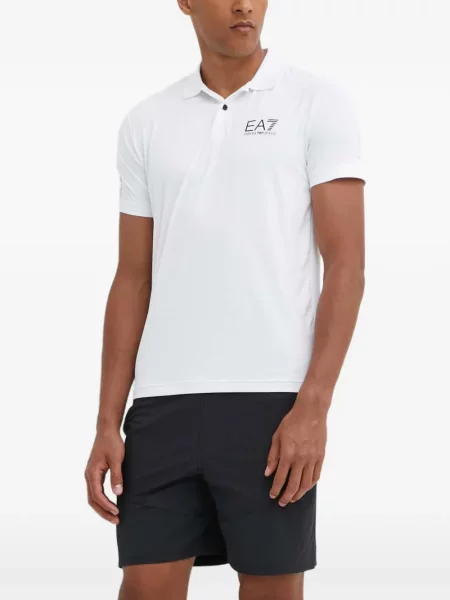 Scurt tricou polo Ea7 Emporio Armani cu imagine alb