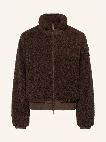 Darling Harbour Bunda Z Teddy Kožešiny V Kombinaci Materiálů dark brown hnědá