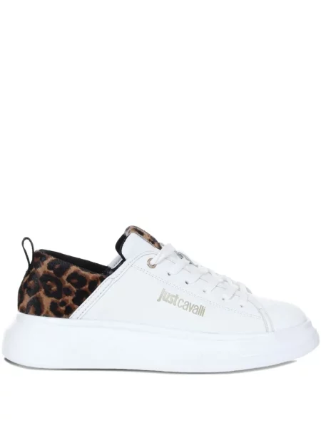 Sneakerși Just Cavalli cu imagine cu model leopard alb