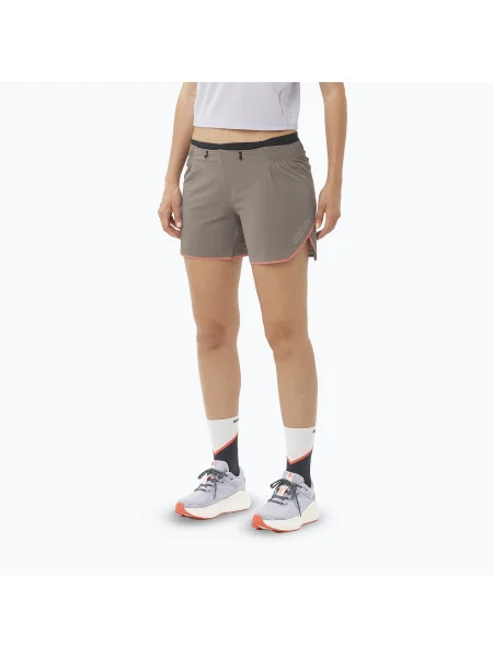 Pantaloni scurți de alergare pentru femei Salomon Sense Aero 5" iron/neon flame neon