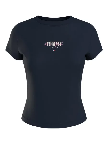 Tricou Tommy Jeans cu autograf albastru