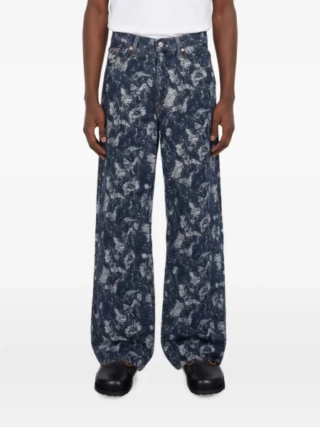 Decupat blugi drepți Levi's® zdrențuiți conici albastru