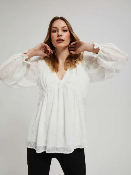 Koszula Marisse z rękawami balonowymi biała