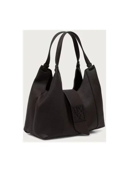 Shopperka Armani Exchange skórzana z logo brązowa