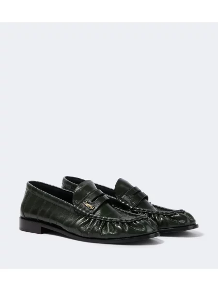 Pantofi loafer Saint Laurent din piele verde