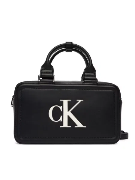 Τσάντα Calvin Klein Bold Ck Bauletto Crossbody Μαύρο λευκό