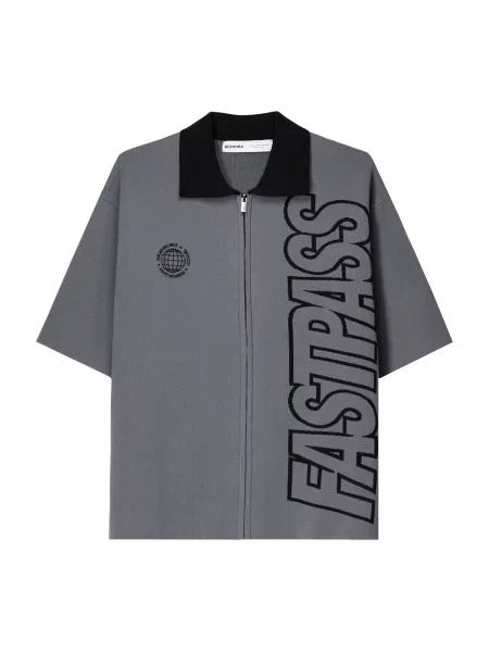 Bershka Pletena jopa siva črna