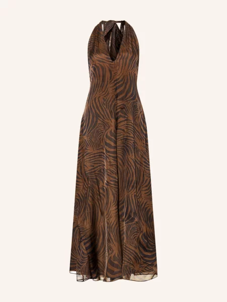 Max Mara Studio Hedvábné Šaty Salice hnědá černá