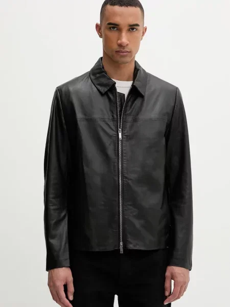 Calvin Klein jachetă bărbătească din piele negru