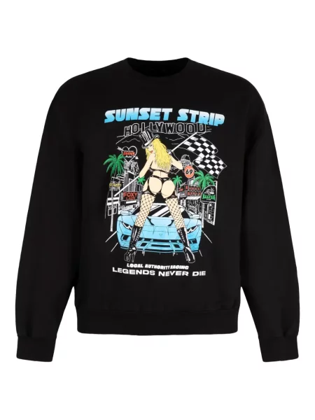 Hanorac crewneck Local Authority cu imagine negru