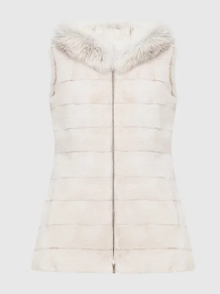 Двосторонній жилет з хутром лисиці Dennis Basso бежевий