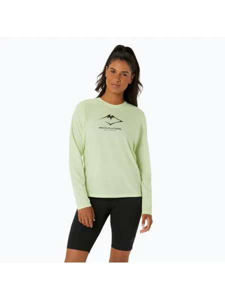 Női ASICS Fujitrail Logo cool matcha futó hosszú ujjú futócipő. Méret: M zöld