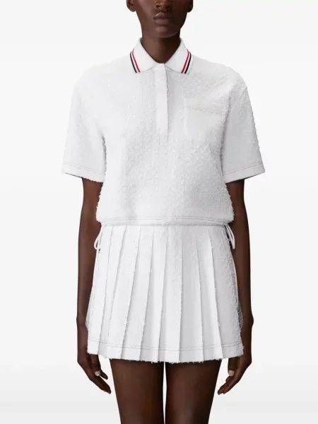 Polo Thom Browne din tweed alb